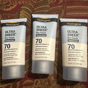3x Neutrogena Ultra Sheer Dry-Touch Sunscreen SPF 70 Trio NWT 🏷️